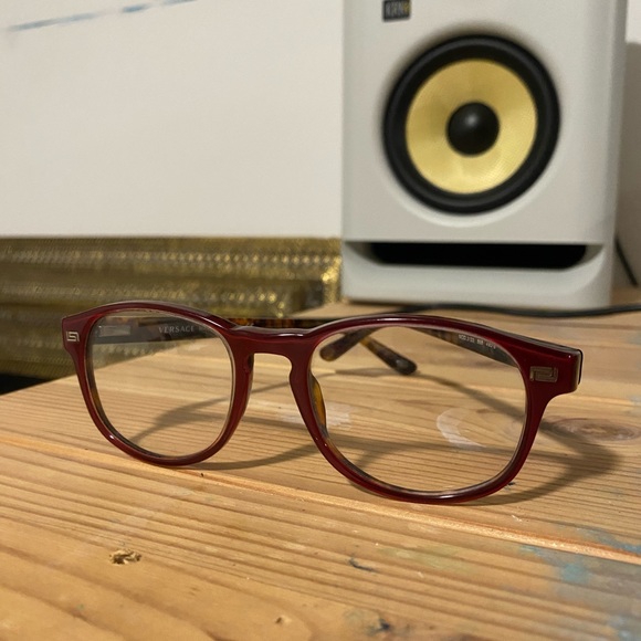 VERSACE - red and tortoise shell eyeglasses - Picture 4 of 7